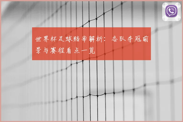 世界杯足球赔率解析：各队夺冠前景与赛程看点一览